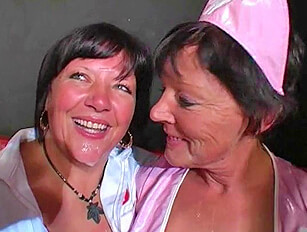 Mature Cocksuckers Dressed as Nurses Eat Cum