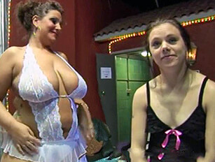 BBW Dani with skinny Trinity at a groupsex session