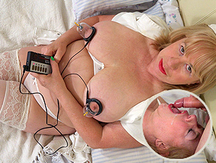 Nipples and cock electro stimulation