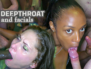 Interracial deepthroating and messy facials