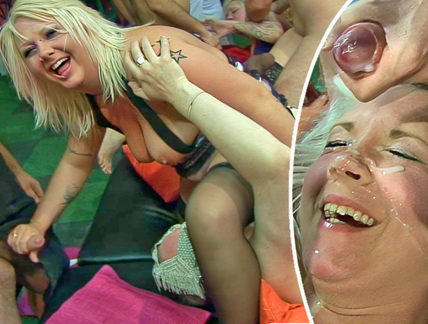 Gangbang and groupsex with blondes in stockings
