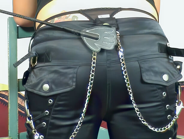 A leather trouser wearing Fran wants to feel the crop hard