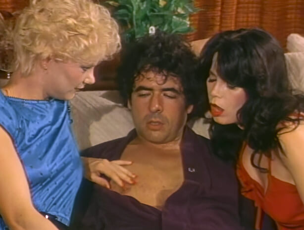 Sex with two women and cumming onto a hairy pussy