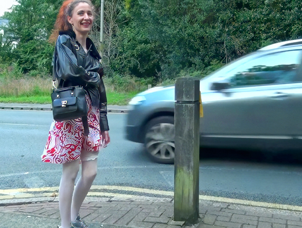 Putting on a naughty show at home before flashing her butt in public